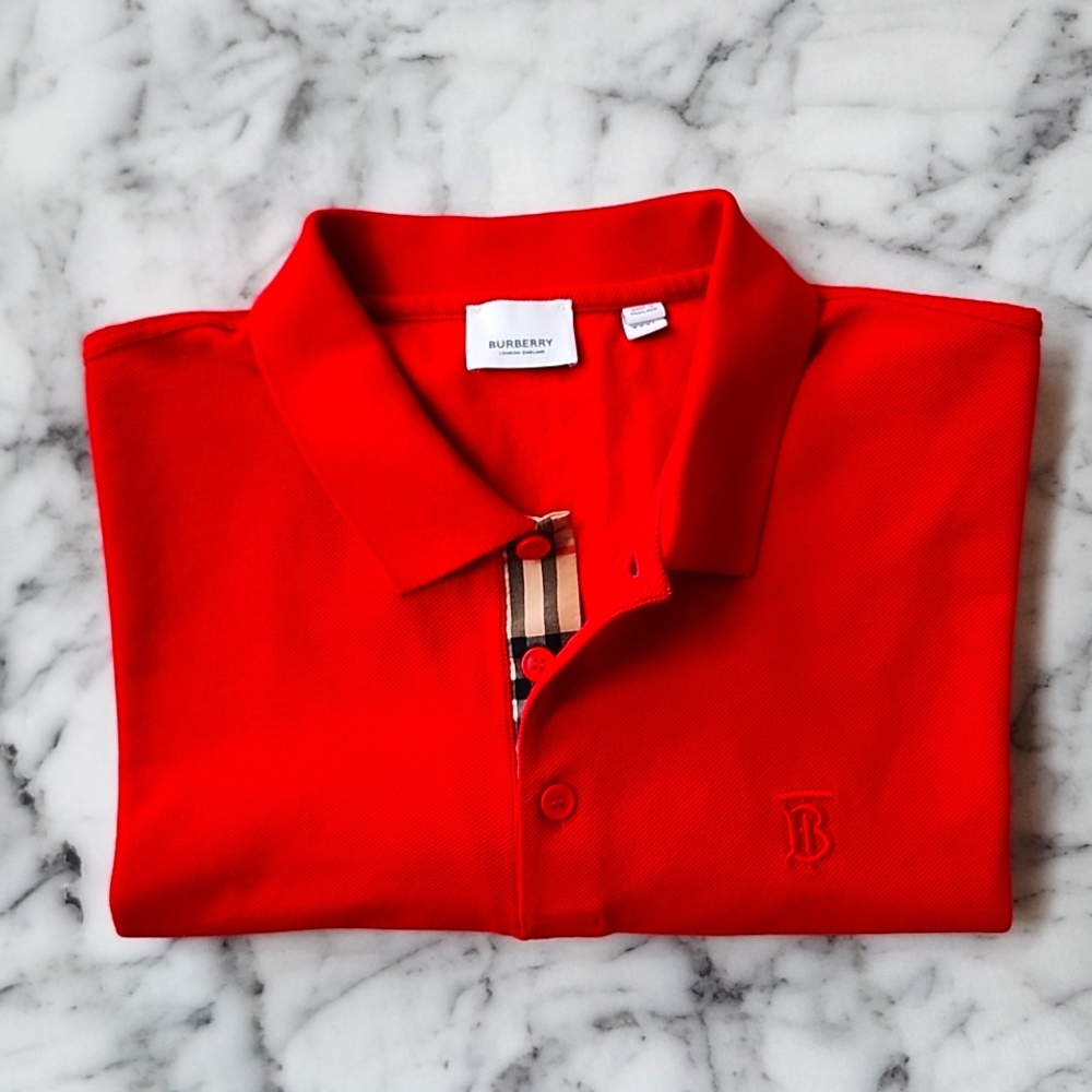 XXXL 100% Cotton Red Burberry Polo Shirt